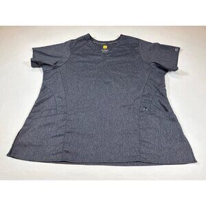 WonderWink Womens True-Plus Fit Scrub Top 2X Charcoal Gray V-Neck W123  (F322)